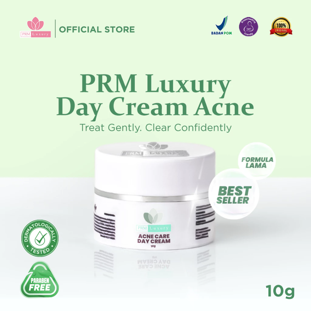 PRM LUXURY Day Cream Acne – Krim Siang Jerawat Meradang – Formula Lama Terlaris & Aman